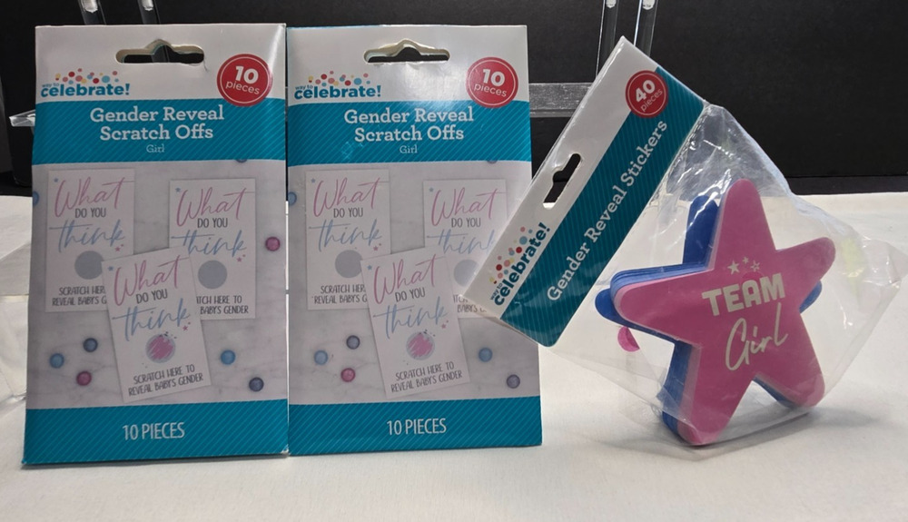 Way to Celebrate Gender Reveal Party Lot 20 Girl Scratch Offs 40 Stickers